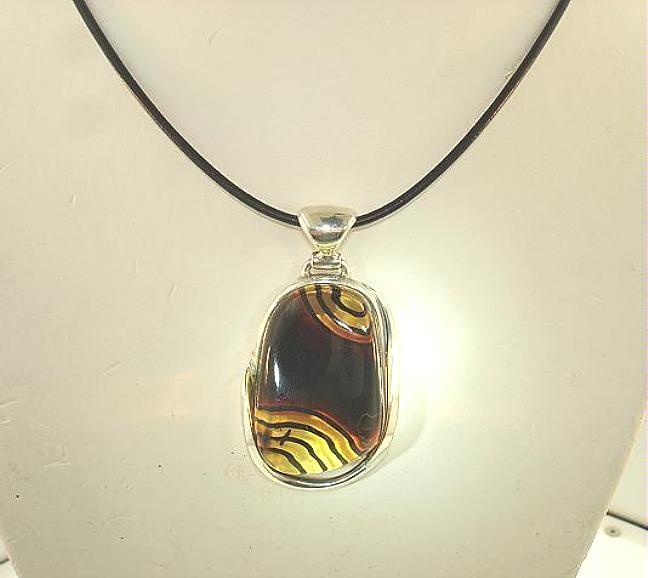 27mm 925 Sterling Silver Genuine Baltic Sea 2-Tone Honey Amber Pendant #6