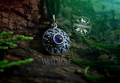 Sterling Silver Sun Pendant with Amethyst Stone — Slavic/Viking/Celtic/Jewelry