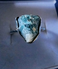 925 D’JOY Artisan Crafted Rough Cut Teal Grandidierite Ring 4.25 ctw Size 9