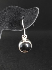 Natural Black Onyx Dangle Earrings 925 Sterling Silver 1″ Drop 11mm Diameter