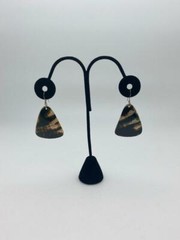 Haliotis Black Abalone Earrings 1 1/2 inch x 1 1/4 inch Chumash Indian Powwow