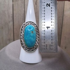 Kingman Turquoise Ring Adjustable 5-9 Sterling Silver Southwestern Style