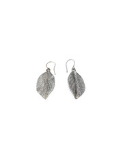 Silver Leaf Earrings, Leaf Dangle Earrings, Boho Silver Earrings