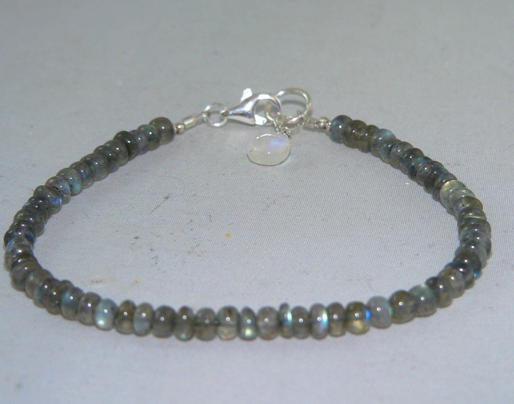 Blue Flash Labradorite Bracelet 4mm Labradorite Bracelet