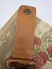 Artisan Brown Leather Bracelet with Art Glass Center Fits 6-6.5″ w/ Double Snap
