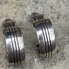 Happy Piasso Navajo Sterling Silver Clip On Hoop Earrings Native 925
