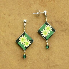 Hand Painted & Beaded Flower Earrings-Waterlily -Post Style-Fair Trade Jewelry