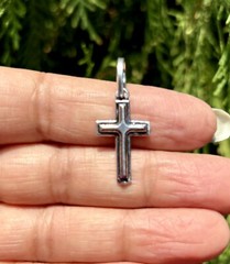 925 Sterling Silver CROSS Jesus Christ Pendant Oxidized Handmade Jewelry 1.4 gm