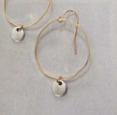 NEW GOLD PLATED SILVER DISC SUNDANCE CHARM CIRCLE EARRINGS ARTISAN JEWELRY