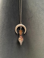 Crescent Moon Necklace Vial of Salt and Rose Petals Love Protection