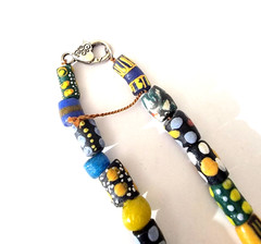 Trade Beads Hand Painted Recycled Metal Lobster Clasp 12 in Single Strand