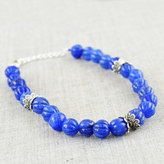Earth Mined ENHANCED Sapphire Round Shape Carved Beads Bracelet – On Sale