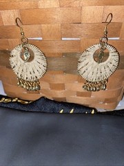Anju Sachi Collection Bohemian 3” Dangle Neutral Woven Pierced Earrings
