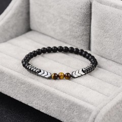 Natural Tiger Eye Hematite Black Tourmaline Beaded Triple Protection Bracelet