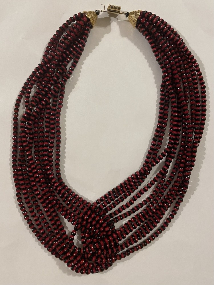 New Burgundy Murano Glass Bead Necklace