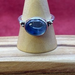 Handmade India Artisan Beaded Sterling Silver Light Blue Iolite Ring 7 / 7.25