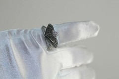 Unique 925 Sterling Silver White Black Utra Modern Ring size 6.75 Artisan PAVE