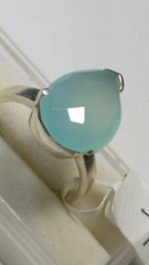 DREAMY SEA BLUE CHALCEDONY IN STERLING SILVER 925 RINGS SIZE 9.0-9.25,10.0-10.25