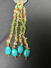 Handcrafted Boho Gemstone Lariat: Peridot Citrine Turquoise Flower Pendant 101