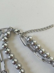 Stainless Steel hardware Beaded And Paperclip Layered Necklace designer style