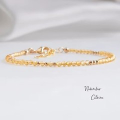 Natural Citrine Yellow Wealth Crystal Beads Dainty Healing Minimalist Bracelet