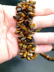 Tigers Eye Chip Gemstone Necklace Bracelet Set Bundle Demi Polished Brown