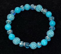 Handcrafted Turquoise Crystal Jewelry Set Necklace Bracelet Earrings Silver