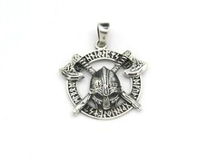 Hand Made in USA Nordic Viking Runes.925 Silver Axes Mask Irish Knot Pendant