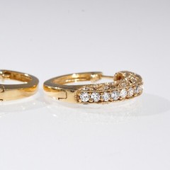 Superior S & J Diamond SJM 14K Yellow Gold & Real Diamond Huggie Hoop Earrings
