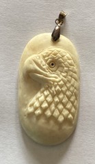 Vintage Eagle Head Hand Carved Pendant 18KGP Finding