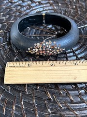 Alexis Bittar Crystal-Embellished Lucite Bangle Bracelet Gold Brown W/bag