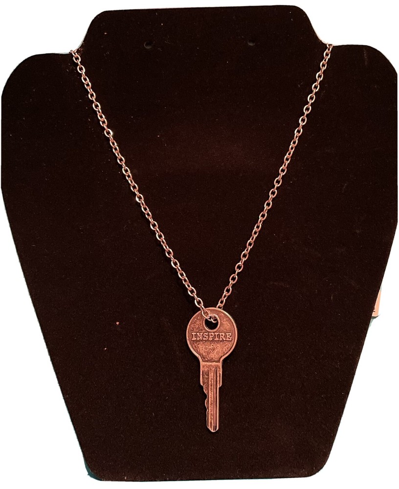 💠INSPIRE 28″ Necklace Rustic Key Silver-tone ‘Giving Key’ Style New FREE SHIP