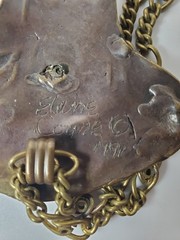 Vintage Elaine Coyne Necklace Artisan Signed Brutalist Patina Wearable Art Indie