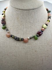 925 sterling silver freshwater pearl semiprecious gemstone beaded Necklace