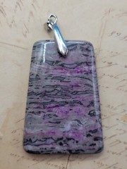Beautiful Large Jasper Pendant Purple Pink Black Grey Beige In Color