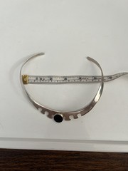 Vintage Taxco Mexican silver Modernist collar necklace with Black Onyx TB-09