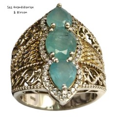 Sts Grandidierite Cambodian Zircon Platinum over Sterling Silver Ringsz8