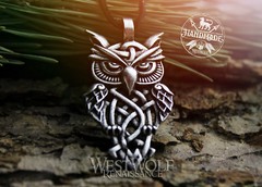 Viking or Celtic Wise Owl Pendant – Silver or Bronze – Norse/Knot/Bird of Wisdom