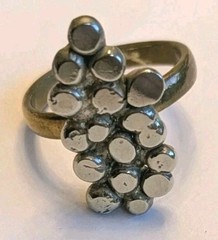 Brutalist Modernist Cluster Ring Size 7 Silver Tone Mixed Metal Art