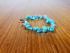 Small 925 STERLING Turquoise Rock Nuggets Strength STRETCH Bracelet Good Health