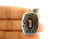 Rectangle Mystic Topaz Solitaire Ornate Edged 925 Sterling Silver Pendant