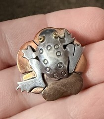 FAR FETCHED Lily Pad Frog Handmade Cut-out 925 Sterling, Brass & Copper