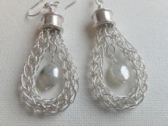 Handmade Earrings Viking Knit Weave with Sapphire Sterling Silver 925