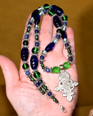 Ethiopian Coptic Christian Church Cross Amulet W Sodalite & Glass Beads Necklace