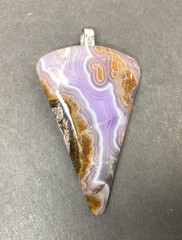 Purple Passion Agate Polished Pendant Silver Tone Bail 2″ Long Rare Agate Stone