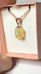 #94- 3.60ct Genuine Freeform Ethiopian Welo Opal a Rose Gold Plated Chain