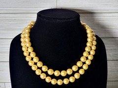 Hobe Faux Pearl Bead Necklace Metal Hook Clasp 16 in Double Strand Broken Repair