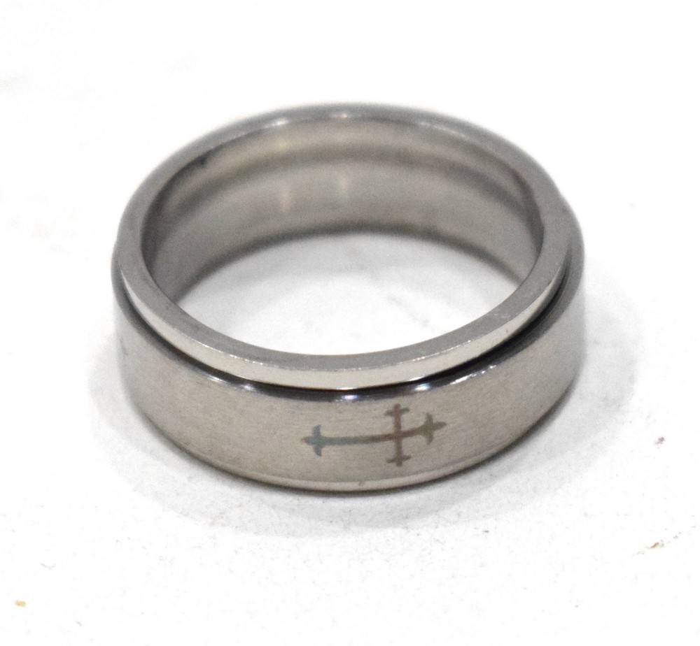 Ring Stainless Steel Etched Spinner Band Ring