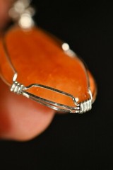 CARNELIAN Pendant 5.8cm 11g +Cord *SILVER* Handmade Wire Wrapped Healing Crystal