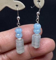 Aquamarine Genuine Stone .925 Sterling Silver Earrings BEAUTIFUL